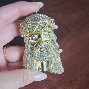Gold and Silver Jesus Pendant Necklace